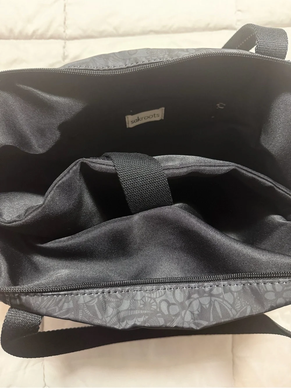 Sakroots Tacoma Tote in the "Black Spirit Desert" print. - Picture 8 of 10